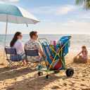 Old Bahama Bay Beach Cart with Big Balloon Wheels for Sand | Collapsible Beach Wagon with Cooler Bag, Umbrella Holder, Chair Rack & Large Mesh Storage, 100 LBS Capacity