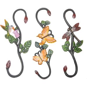 3PCS Cast Iron Plant S Hangers, Decorative S Hook Outdoor Heavy Duty Ceiling Decorative Flower Hanging Baskets Plant Extenders Garden Window S-Hooks for Hanging
