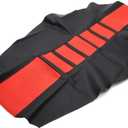 Motorbike Seat Cover Universal Ribbed Gripper Soft Seat Cover for Kawaski for H&OND&A for YAMA&HA for Suzuki Dirt Bike Off Road Motocross Motorcycle Accessories (Black Silver Crown)