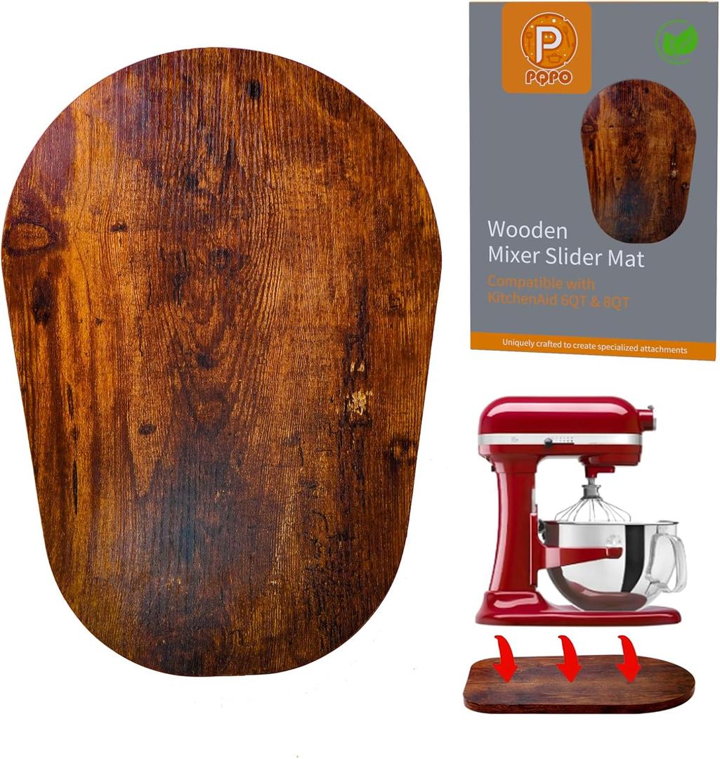 Wooden Mixer Slider Mat Accessory Compatible with KitchenAid 6/7/8 Quart Bowl-Lift Stand Mixer, Sliding Tray for Countertop Organization