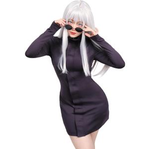 DAZCOS Anime 2 Piece Cosplay Female Costume Women US Size Party Dress with Glasses for Halloween (Small)