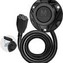 MICTUNING 10A-15A AC Port Plug, 125V Power Inlet Socket with Integrated 20-Inch Extension Cord & Waterproof Auto Shut Cover, Cable Clips & Screws - Black