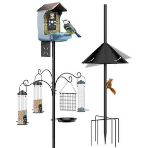 Bird Feeder Pole 92 Inch, Bird Squirrel Proof Baffle Heavy Duty Stand Feeding Station for Outside Backyard Garden Wild Birds Watching