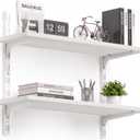 White 2-Tier Adjustable Wall Mounted Shelves, 23.6 Inch