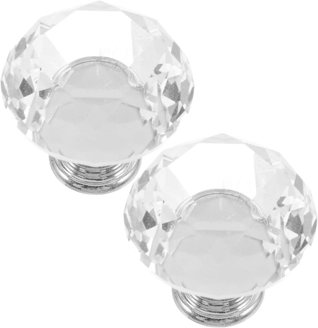 Luxury Crystal Handle Set Modern Easy to Install for Kitchen Bathroom Cabinets (Silver)