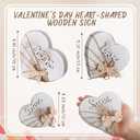 Yookeer 3 Pcs Valentines Heart Decorations Rustic Wood Table Signs Boho Jute Rope Bow Love Sweet Wood Tiered Tray Decor Farmhouse Wooden Block Set for Valentines Day Party Home Table Decorations