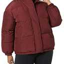 Amazon Essentials Women's Relaxed-Fit Mock-Neck Short Puffer Jacket  (Previously Daily Ritual), Dark Burgundy, 2X