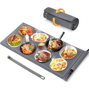 Warming Mat For Food Extra Large- 36"x16" Electric Warming Trays for Buffets Party, Food Warmers For Thanksgiving, Christmas House Warming Gift, Portable Heating Mat with 9 Temp Settings & 6H Timer (Gray)