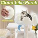 Cat Tree Tower with Metal Frame Hammock, 40'' Cat Trees for Indoor Cats Large Adult, Cat Towers with Scratching Post, Cats Condo Furniture with Cloud Top Perch, Cats Climbing Tower for Kittens(White)