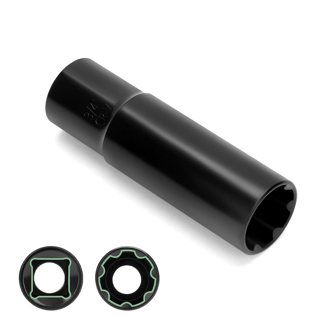 7 Spline Lug Nuts Key Socket, 1/2 Inch Drive Impact Square Tool - Quickly Remove M14x1.5, M14x2.0 and 9/16 Wheel Lug Nuts | 1 Pc (Black)