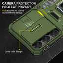 for Samsung Galaxy S23 FE Case with 2 Screen Protectors,Built-in Slide Camera Cover,with 360°Stand Ring for S23FE Case Shockproof Anti-Scratch Military-Grade Drop Heavy Duty Protection Green