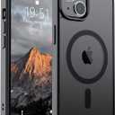 SUPFINE Magnetic for iPhone 15 Plus Case & iPhone 14 Plus Case(Compatible with MagSafe)(Military Grade Drop Protection) Translucent Shockproof Phone Cover,Black