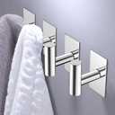 VAEHOLD Wall Towel Hooks, Heavy Duty Sticky Holder Waterproof Towel Hooks for Hanging Coat, Clothes, Closet Hook Wall Mount for Kitchen (Chrome, 6 Pack)