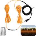 Adnee 59Ft Thermostatic Soil Heating Cable, Rubber Heating Warming Cable with Thermostat and Ground Stakes, Plant Soil Heater Cable for Cold Frame, Graden, Greenhouse Seed Grow