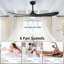 52 Outdoor Ceiling Fan with Light and Remote via WiFi Alexa, 3 Black Solid Wood Blade, Noiseless Reversible Dc Motor, Smart Outdoor Wood Ceiling Fan for Farmhouse Patios, Black