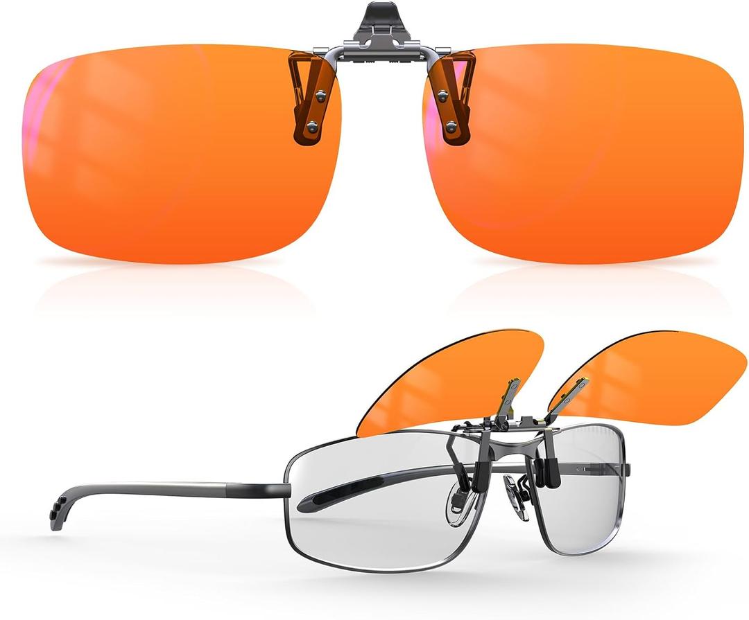 Goiteia Orange Blue Light Blocking Glasses Clip on for Migraine-Gaming Glasses for Eyes Strain/Light Sensitive-Help to Sleep