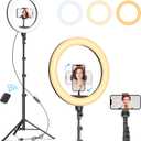 Weilisi 12" Selfie Ring Light with 63" Tripod Stand, Dimmable LED Ring Light with Phone Holder and Wireless Remote, [2-in-1] RGB & Selfie Stick for Photography/Makeup/Live Stream/YouTube (12'' White/Warm)