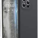 Compatible with iPhone 15 Pro Case, Liquid Silicone Upgraded Camera Protection Case with Screen Protector Soft Microfiber Lining Shockproof Protective Phone Cover 6.1", Dark Gray