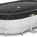 18 x 9Ft Oval Pool Cover for Above Ground Pools, Thickened 420D Pool Covers with Automatic Drain, Winter Pool Cover with Ratchet Buckle, Tear Resistant & Quick Installation