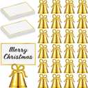 Watersay 12 Pcs Christmas Card Holders Jingle Bell Gold Table Number Metal Picture Holders for Wedding Photos Signs Memo Notes Restaurants Birthday