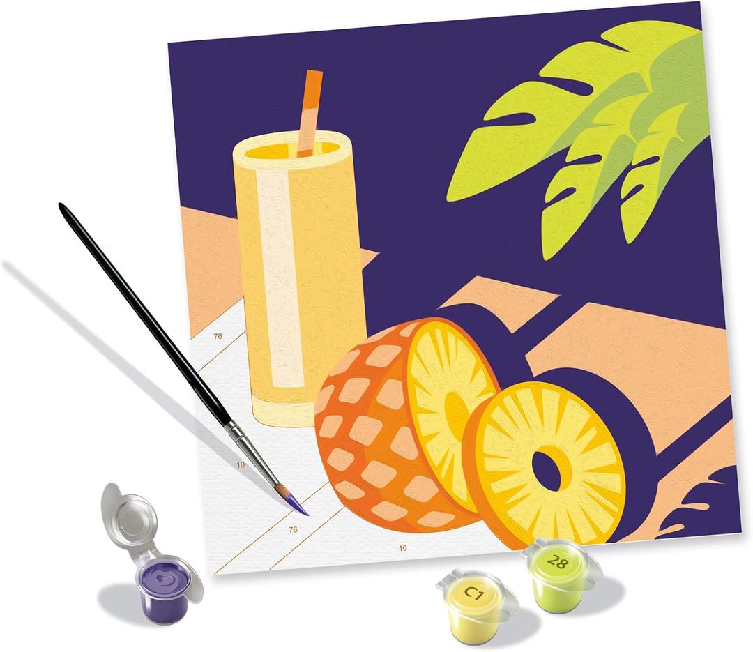 Ravensburger Creart Pineapple Mocktail Paint by Numbers Kit for Adults, 8.74 inches x 8.74 inches