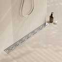 Neodrain 28 Inch Rectangular Linear Shower Drain with Brick Pattern Grate, Brushed 304 Stainless Steel Bathroom Floor Drain,Shower Floor Drain Includes Adjustable Leveling Feet, Hair Strainer