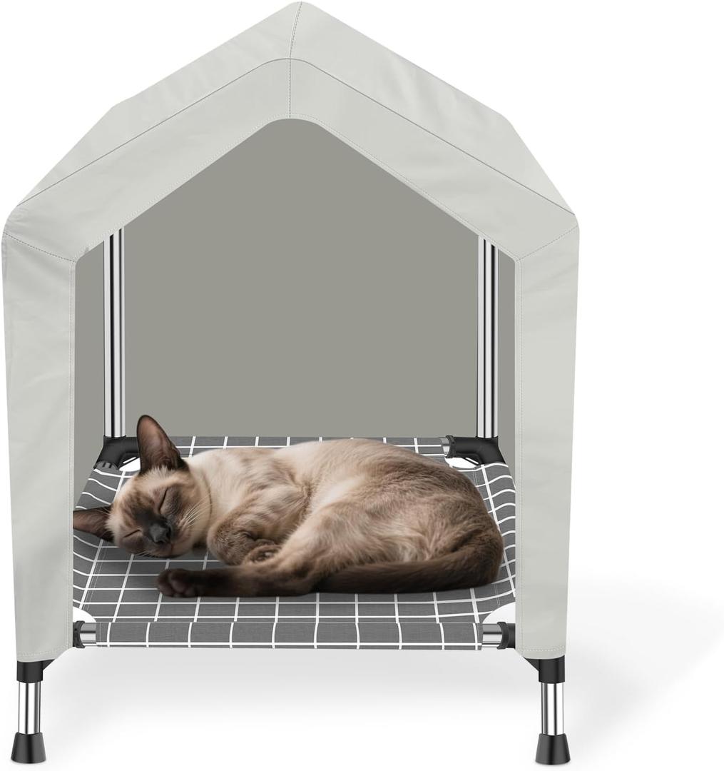 Elevated Dog House for Outdoor or Indoor - Waterproof Dog Tent Cat House, Dog Sunshade Tent, Pet House with Removable Cover, Suitable for Small Cats Dogs