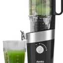 Cold Press Juicer with Whole Feed Chute, Aeitto Masticating Juicer Machines, Juice Extractor Machine Easy to Clean, High Juice Yield, For Whole Vegetables and Fruits, Easy to Assemble, Onyx Black