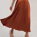RIHOAS Long Skirts for Women High-Waisted A-Line Skirt Acetate Flowy Pleated for Elegant Office Work Spring Fall, Size L