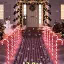COOLWUFAN 12 Pack Christmas Candy Cane Pathway Markers, 22'' Candy Cane Christmas Decorations Pathway Lights Outdoor with 72 Warm Lights for Xmas Holiday Party Walkway Patio Garden Yard Lawn Decor