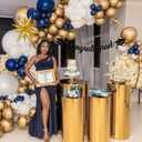 Graduation Balloon Arch Garland Kit 2025, 18" 10" Blue Gold Balloons with Congrats Grad Banner 32" 2025 Foil Balloons for Class of 2025 Party Decorations High School College Celebrations