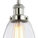 JONATHAN Y 5.5" Chrome Modern LED Pendant Light, Adjustable Hanging Fixture for Kitchen Island, Dining Room, Clear Glass Shade, LED Bulb Included, UL Listed JYL3518A