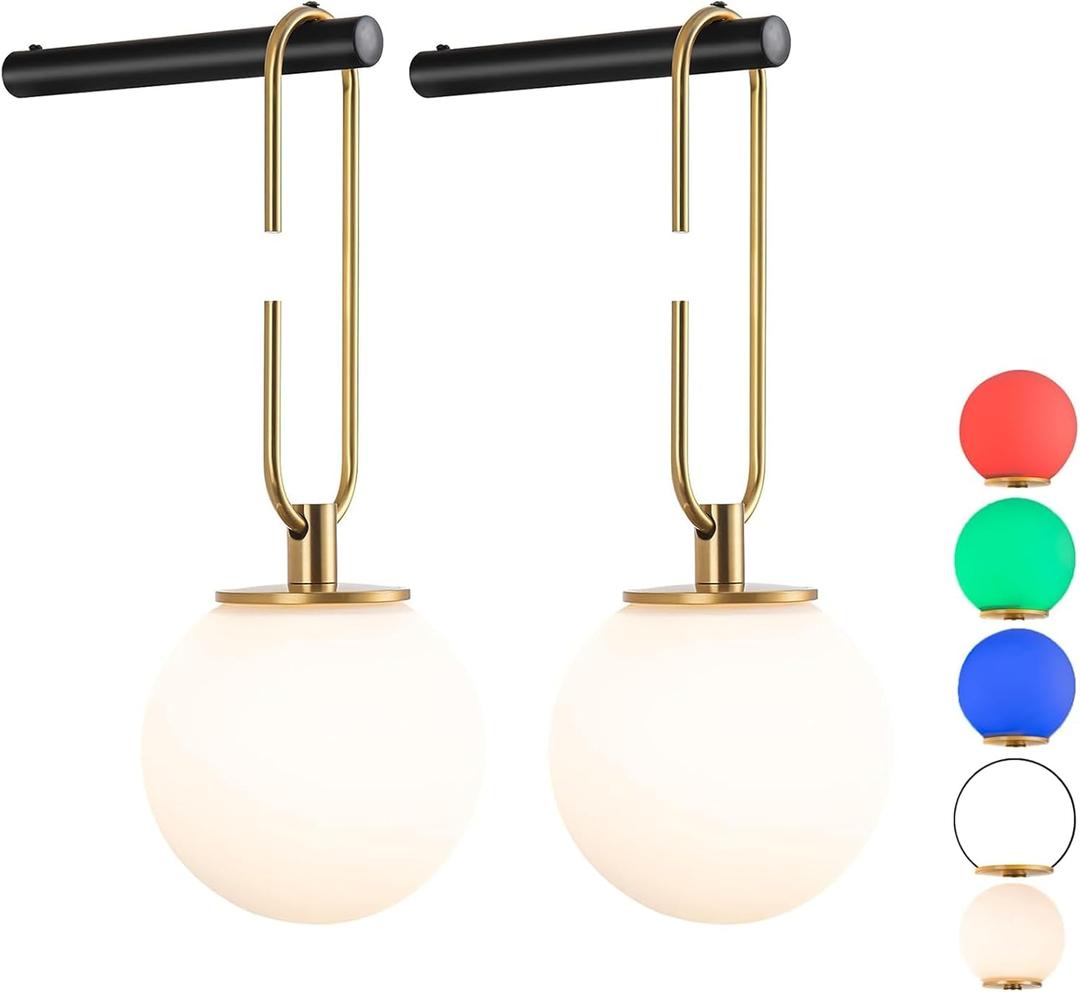Battery Operated Wall Sconces Set of 2,Dimmable Wall Sconce Battery Powered with Remote Control,Indoor Not Hardwired Wall Lamp for Bedroom, Mid-Century Modern Wall Light