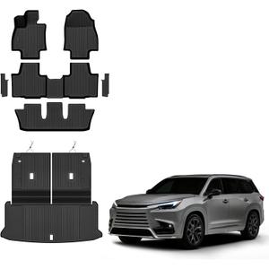 Auxko All Weather Floor Mats Cargo Mat with Backrest Mat Rear Door Sill Protector for Lexus TX350 TX350h TX350h+ 2026 2025 2024 6-Seater TPE Liners All Season Accessories