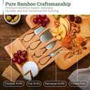 Dynamic Gear Bamboo Charcuterie Cheese Board Set with Knives - Low Maintenance Surface - Perfect for Wine and Cheese Nights - Sleek and Minimal Design - 13x13x2 inches - Dark Brown