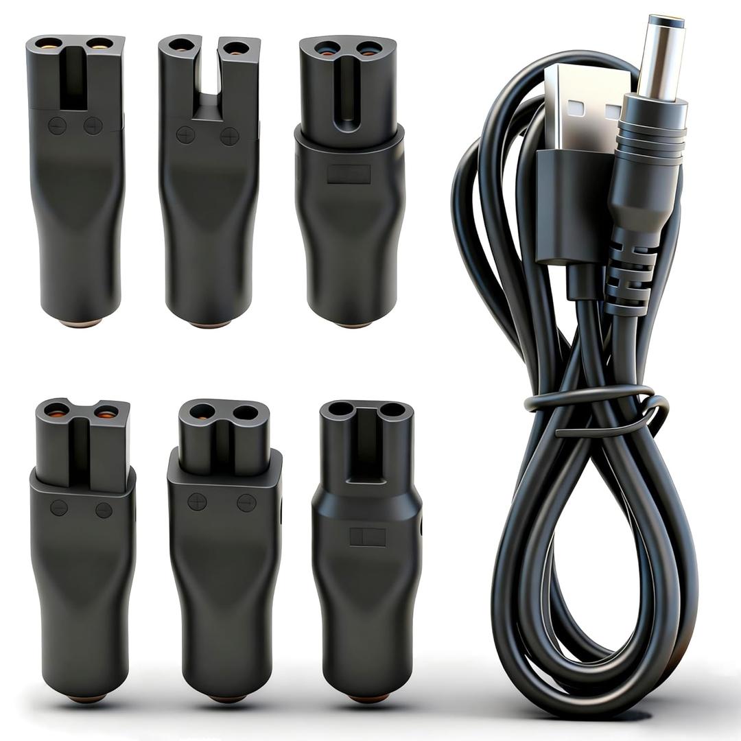 5V Charger Cord USB Adapter for Electric Hair Clippers, Beard Trimmers, Shavers, Beauty Instruments, Electric Hairdressers, Desk Lamps, Purifiers Power Supply Charging Cable 7 PCS Set