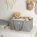 Blissful Diary Baby Diaper Caddy Organizer, Stylish Storage Basket for Newborn Essentials and Diaper Station, Gift for Baby Shower and Registry Must-Have, Light Gray