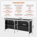 VEVOR Extra Long Folding Portable Bar Tradeshow Podium Table for Indoor, Outdoor, Party, Picnic, Exhibition, Includes Carrying Case, Storage Shelf and Black Skirt, 77.95" x 15.16" x 34.65"