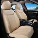 Coverado Seat Covers, Car Seat Covers Front Seats, Beige Nappa Leather Car Seat Covers, 2 Pack Waterproof Front Seat Covers, Breathable Perforated Leather Seat Cushion Universal Fit Most Cars Trucks