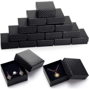 Sasylvia 24 Pcs Jewelry Gift Boxes, 3 x 3 x 1.4 Inches Small Gift Boxes Necklace Case Bulk for Jewelry Mother's Day(Black)