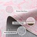 6x9 Machine Washable Bedroom Area Rugs for Living Room Low Pile Vintage Rug, Non-Slip Non-Shed Floral Print Floor Carpet for Dining Room Home Decor (Pink,6x9ft)