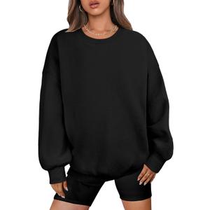 ANRABESS Oversized Sweatshirt for Women Crewneck Y2K Hoodies Fleece Casual Comfy Pullover Top Fall Outfits Clothes 2025, Small (Black)
