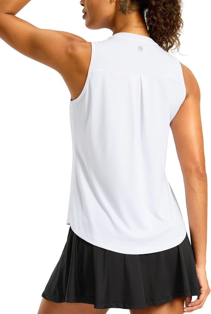 G Gradual Workout Tank Top for Women Sleeveless Athletic Yoga Tops High Neck Quick Dry Running Tennis Sports Shirts for Women(White, L)