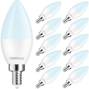 DEGNJU Chandelier Light Bulbs 60 Watt Equivalent, Candelabra LED Light Bulbs, E12 LED Bulb Daylight 5000K, Type b Light Bulb 5.5W, Candelabra Base, 120V, B11 Candle Light Bulb, Non-Dimmable, 10 Pack