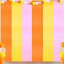 Groovy Birthday Fringe Backdrop, Orange Pink and Yellow Foil Fringe Backdrops Streamer Tinsel Curtains for Flower Groovy Bachelorette Themed Baby Shower Party Decorations(3Pack)