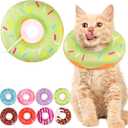 Cat Cone Collar Soft, Cute Cat Donut Collar After Surgery, Adjustable Kitten Recovery Cones to Stop Licking, Lightweight Neck Elizabethan Collars for Cats Kittens (Green, Small)