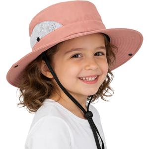 5 x Kids Sun Hat for Girl with UV-Protection Beach Bucket - Wide Brim Safari Boonie Cap for Summer Outdoor(5-9Years)