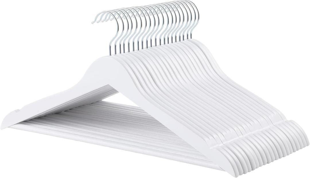 Amazon Basics Durable Wooden Clothes Hangers, 20-Pack, White