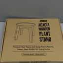 Demigo Indoor Plant Stand, Acacia Wooden Decorative Plant Shelf with SpillProof Tray, Stable 8” Tall Flower Holder for Heavy Pots, Gardening Display for Decor Living Room Patio  Dark Brown