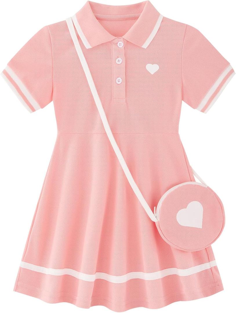 Move Dance Toddler Girl Sporty Dress Summer Clothes Kids Casual Sundress With Bag  (5-6 Years, Coral)